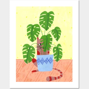 Cats and potted plants I: Camouflage Posters and Art